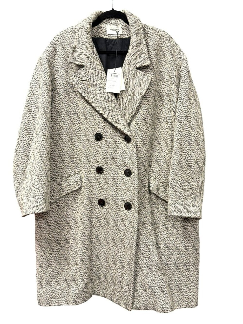 Isabel Étoile Marant Cilika Herringbone Wool Blend Coat Size 44 US 12